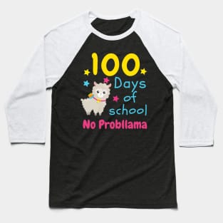 Cute 100 Days of School No Probllama Kids School Baseball T-Shirt